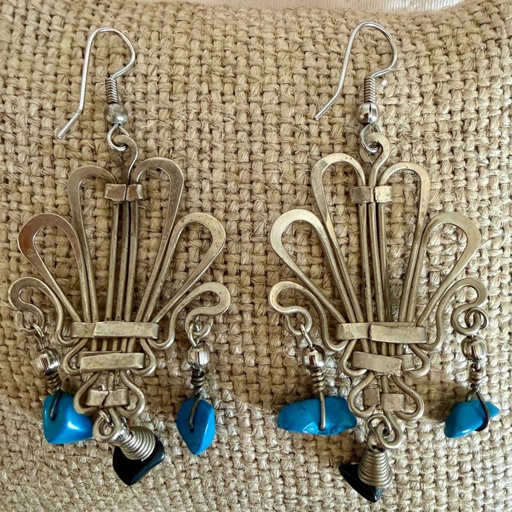 Silver/Silvertone Dangle Earrings With Turquoise … - image 7